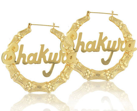 Keti Sorely Designs 24K Gold Plated Bamboo Name Earrings Apparel & Accessories > Jewelry > Earrings - 1