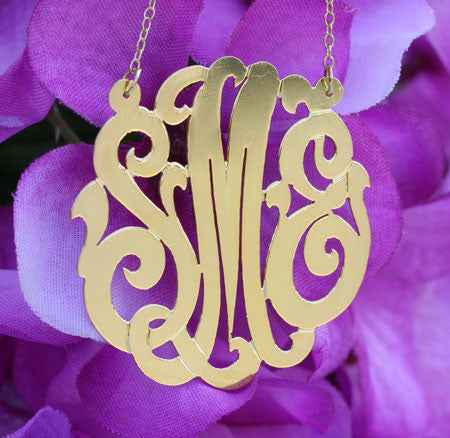 Keti Sorely Designs 24K Rose Gold Plated Monogram Necklace Apparel & Accessories > Jewelry > Necklaces