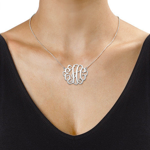 Script Monogram Necklace - Sterling Silver Apparel & Accessories > Jewelry > Necklaces - 2
