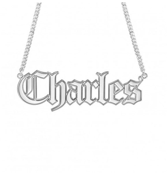 Mens Gothic Name Necklace