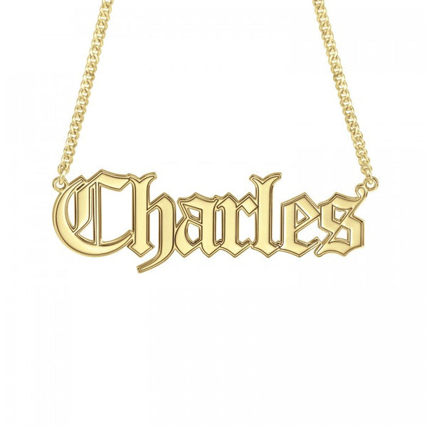 Mens Gothic Name Necklace