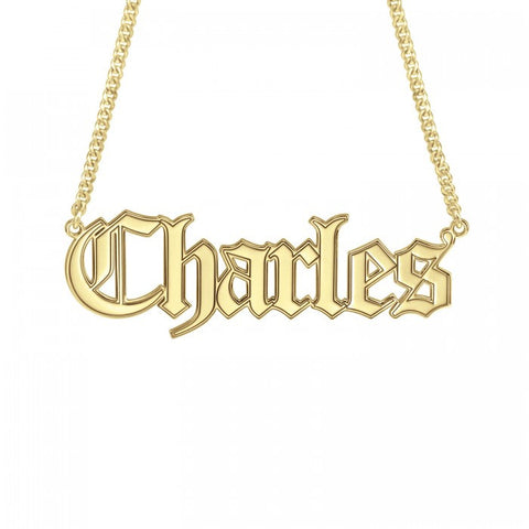 Mens Gothic Name Necklace