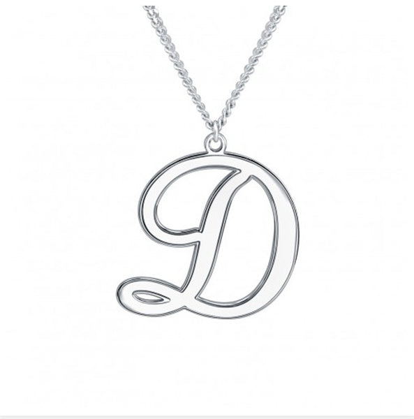 Mens Script Initial Necklace