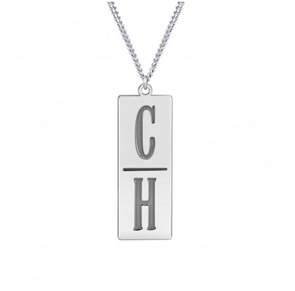 Mens Stacked Two Initial Necklace