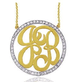 Cubic Zirconia Rimmed Monogram Necklace by Purple Mermaid Designs Apparel & Accessories > Jewelry > Necklaces - 1