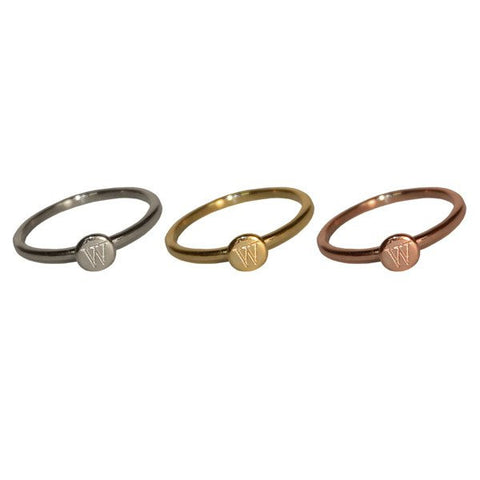 14K Gold Engraved Mini Disc Initial Ring