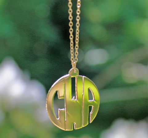 Gold Block Mini Monogram Necklace