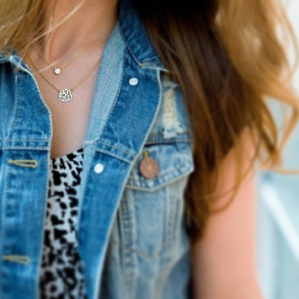 Moon and Lola Gold Filled Cutout Mini Monogram Necklace Apparel & Accessories > Jewelry > Necklaces - 1