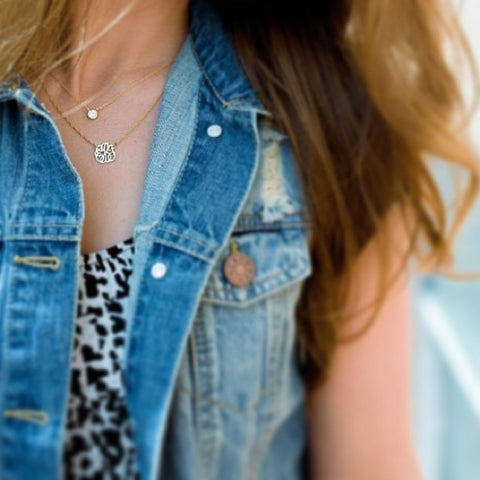 Moon and Lola Gold Filled Cutout Mini Monogram Necklace Apparel & Accessories > Jewelry > Necklaces - 1