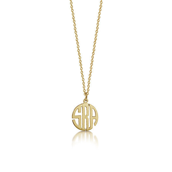 Gold Block Mini Monogram Necklace-Purple Mermaid Designs Apparel & Accessories > Jewelry > Necklaces - 1