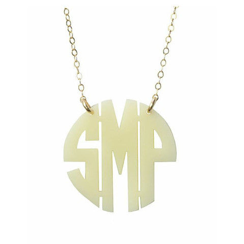 Acrylic Round Monogram Necklace by Moon and Lola Apparel & Accessories > Jewelry > Necklaces - 5