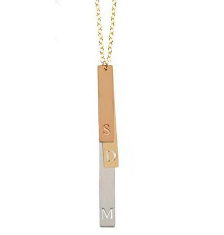 Miriam Merenfeld Mixed Metal Multiple Vertical Initials Necklace Apparel & Accessories > Jewelry > Necklaces