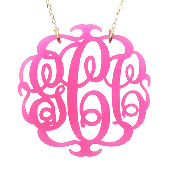Acrylic Script  Monogram Necklace by Moon and Lola Apparel & Accessories > Jewelry > Necklaces - 4