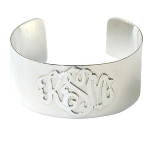 Sterling Silver Monogram Cuff Bracelet by Moon and Lola Apparel & Accessories > Jewelry > Bracelets - 1