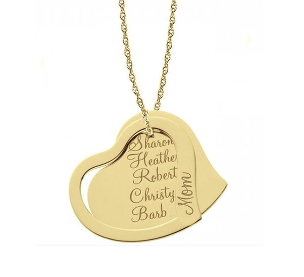 Engraved Mothers Double Heart Necklace Apparel & Accessories > Jewelry > Necklaces - 1