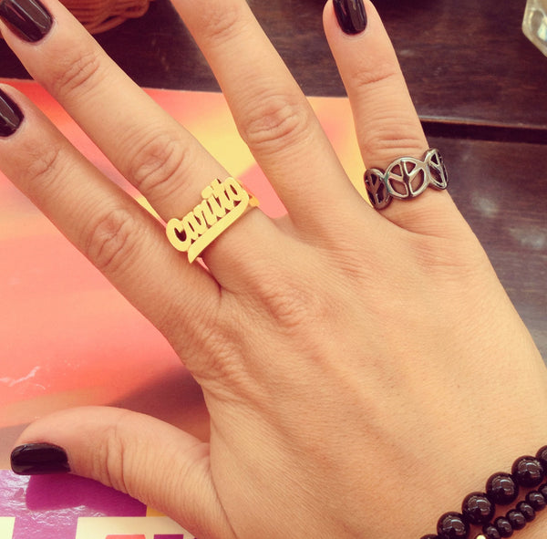 Large Gold Name Ring