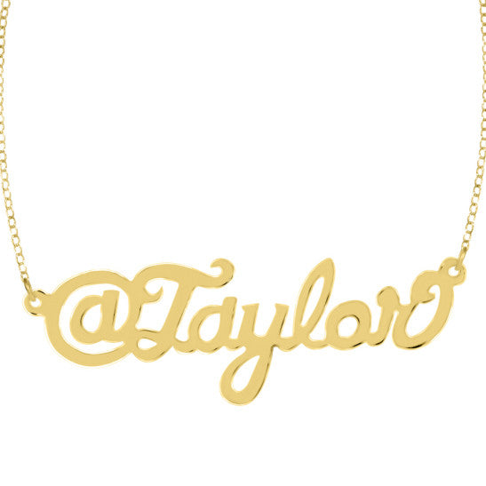 Twitter Handle Nameplate Necklace by Purple Mermaid Designs Apparel & Accessories > Jewelry > Necklaces - 1