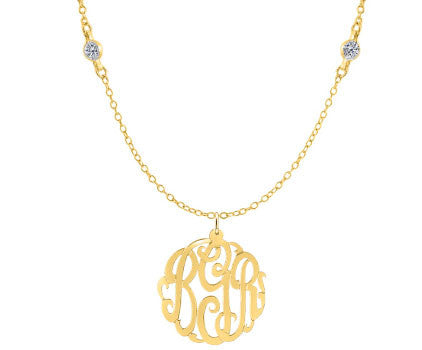 Gold Monogram CZ Necklace by Purple Mermaid Designs Apparel & Accessories > Jewelry > Necklaces - 1