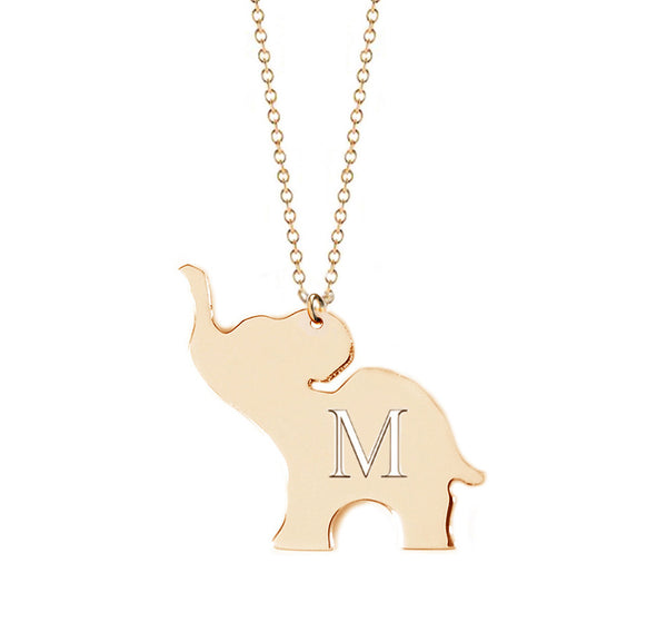 Mini Initial Good Luck Elephant Necklace