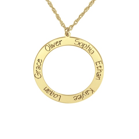 Personalized Open Circle Engraved Family Necklace