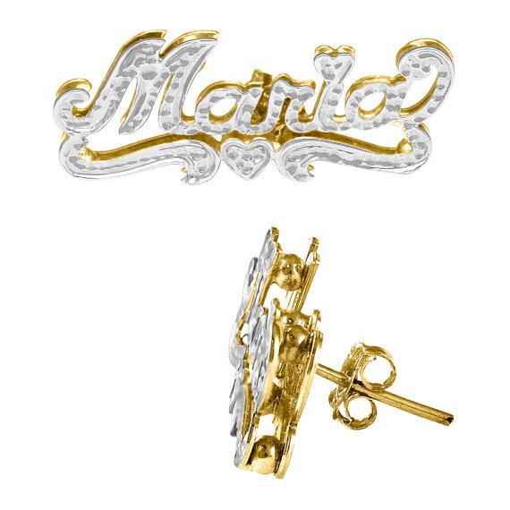 Double Plated Name Earrings