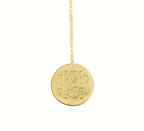 Gold Engraved Disc Necklace by Purple Mermaid Designs Apparel & Accessories > Jewelry > Necklaces - 2