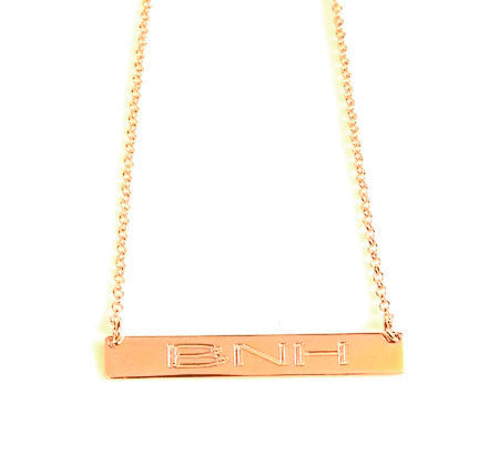 Gold Engraved Horizontal Bar Necklace-Purple Mermaid Designs Apparel & Accessories > Jewelry > Necklaces - 7
