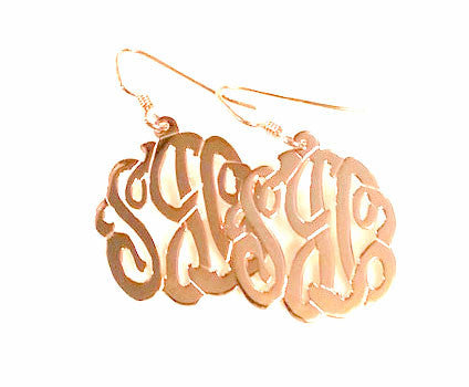 Gold Script Dangle Earrings by Purple Mermaid Designs~ Apparel & Accessories > Jewelry > Earrings - 1