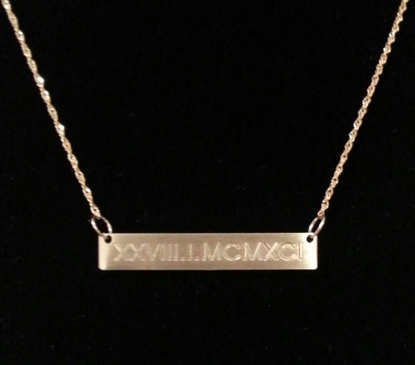 Gold Engraved Horizontal Bar Necklace-Purple Mermaid Designs Apparel & Accessories > Jewelry > Necklaces - 6