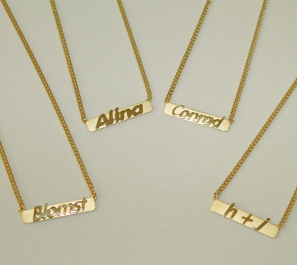 Raised Letter Name Bar Necklace by Purple Mermaid Designs Apparel & Accessories > Jewelry > Necklaces - 5
