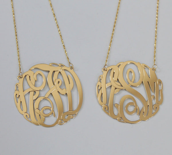 Big Slim Gold Monogram Necklace by Purple Mermaid Designs Apparel & Accessories > Jewelry > Necklaces - 3