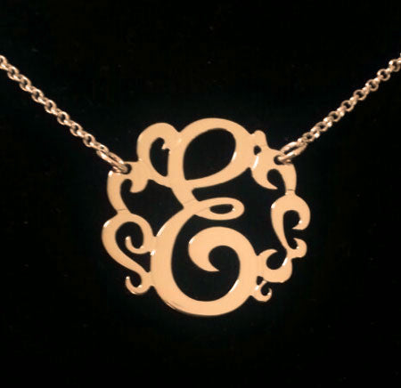 Swirly Initial Necklace by Purple Mermaid Designs Apparel & Accessories > Jewelry > Necklaces - 1