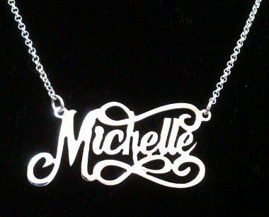 Sterling Silver Scrolly Name Necklace by Purple Mermaid Designs Apparel & Accessories > Jewelry > Necklaces - 1
