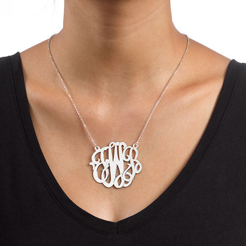 Scroll Monogram Necklace - Sterling Silver Apparel & Accessories > Jewelry > Necklaces - 2