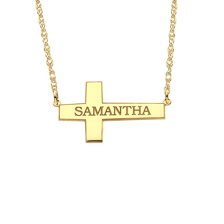 Sideways Cross Name Necklace Apparel & Accessories > Jewelry > Necklaces - 1