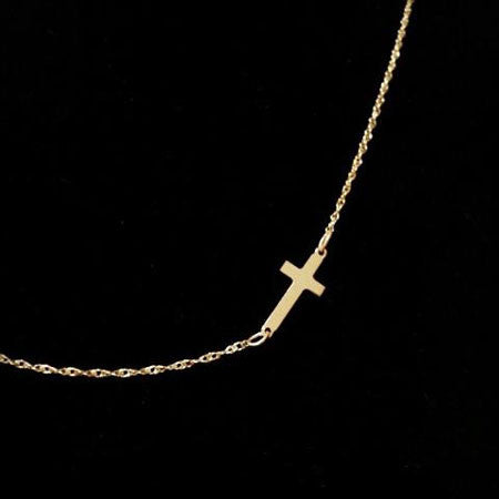 Gold Sideways Cross Necklace ~ 5/8 Inch by Purple Mermaid Designs Apparel & Accessories > Jewelry > Necklaces - 1