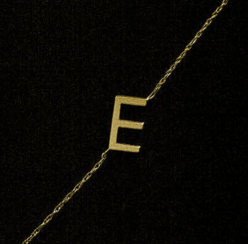 Gold Sideways Initial Necklace~Rope Chain by Purple Mermaid Designs Apparel & Accessories > Jewelry > Necklaces - 4