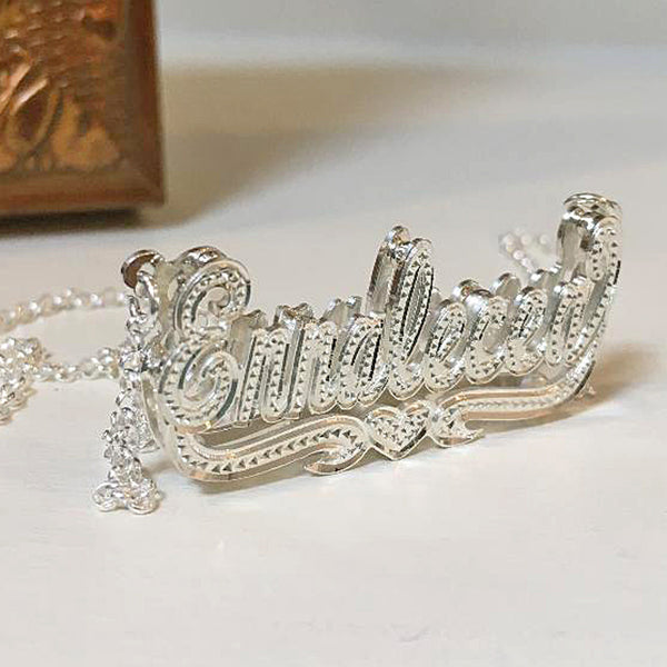 Beaded Double Plated Nameplate Necklace 2