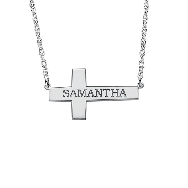 Sideways Cross Name Necklace Apparel & Accessories > Jewelry > Necklaces - 2