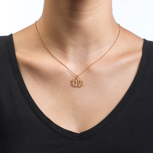18K Gold Plated Small Monogram Necklace Apparel & Accessories > Jewelry > Necklaces - 2