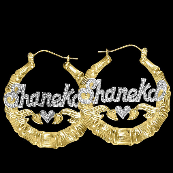 Medium Bamboo Name Earrings by Purple Mermaid Designs Apparel & Accessories > Jewelry > Earrings - 1