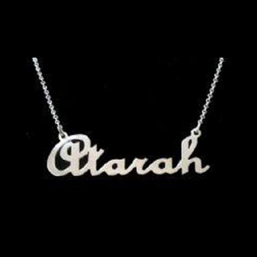 Sterling Silver Large Nameplate Necklace by Purple Mermaid Designs Apparel & Accessories > Jewelry > Necklaces - 1