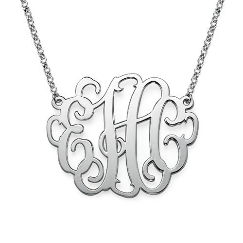 Script Monogram Necklace - Sterling Silver Apparel & Accessories > Jewelry > Necklaces - 1