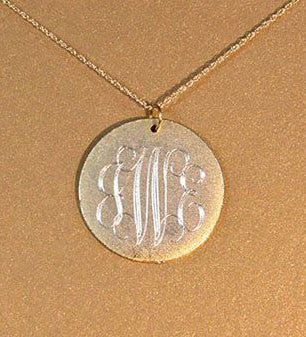 14K Gold Filled Large Engraved Disc Necklace Apparel & Accessories > Jewelry > Necklaces - 3