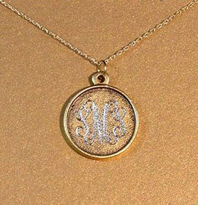 14K Gold Filled Rimmed Engraved Disc Necklace Apparel & Accessories > Jewelry > Necklaces - 2