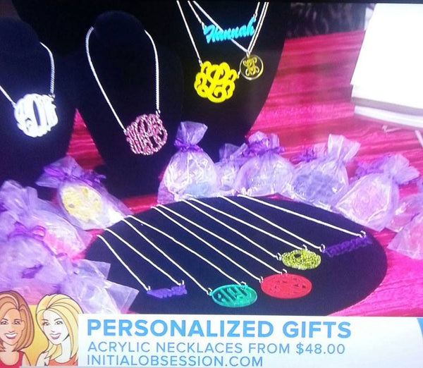 Acrylic Block Monogram Split Chain Necklace-Purple Mermaid Designs Apparel & Accessories > Jewelry > Necklaces - 6