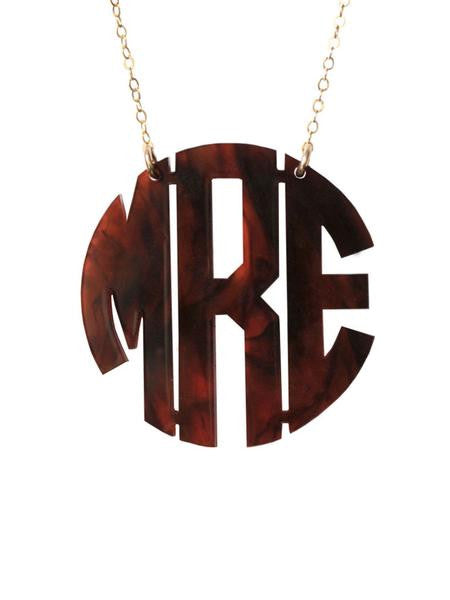 Acrylic Round Monogram Necklace by Moon and Lola Apparel & Accessories > Jewelry > Necklaces - 1