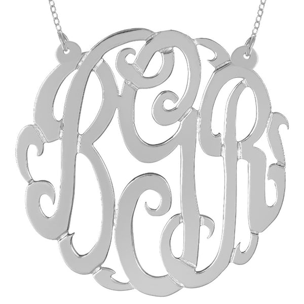 Sterling Silver Monogram Split Chain Necklace-Purple Mermaid Designs Apparel & Accessories > Jewelry > Necklaces - 1