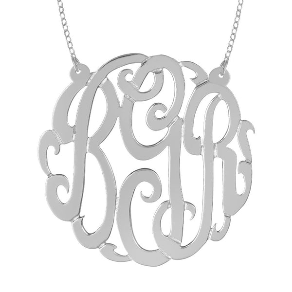 Sterling Silver Monogram Split Chain Necklace-Purple Mermaid Designs Apparel & Accessories > Jewelry > Necklaces - 2