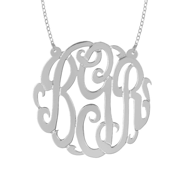 Sterling Silver Monogram Split Chain Necklace-Purple Mermaid Designs Apparel & Accessories > Jewelry > Necklaces - 3